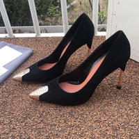 brand fashion pumps sexy pointy shallow mouth high heels thin metal thin heel womens shoes iron head temperament womens shoes