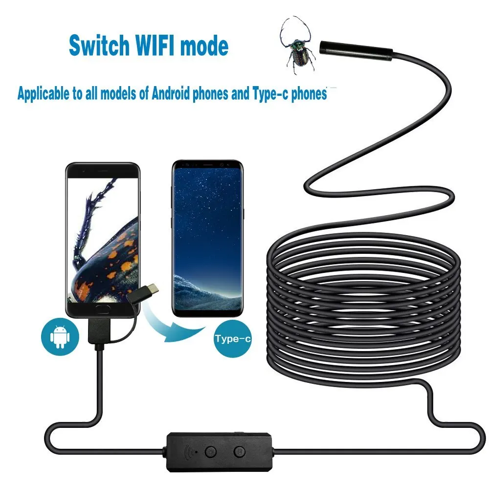 F160 8 мм HD 720P черный wifi эндоскоп камера кабель IP67 водонепроницаемый с регулируемой