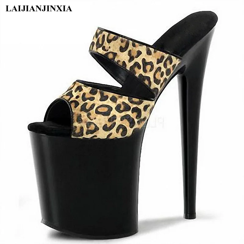 

Новинка, сандалии LAIJIANJINXIA на высоком каблуке 23 см, шлепанцы с леопардовым носком на высоком каблуке, летние туфли-лодочки, женские тапочки, о...
