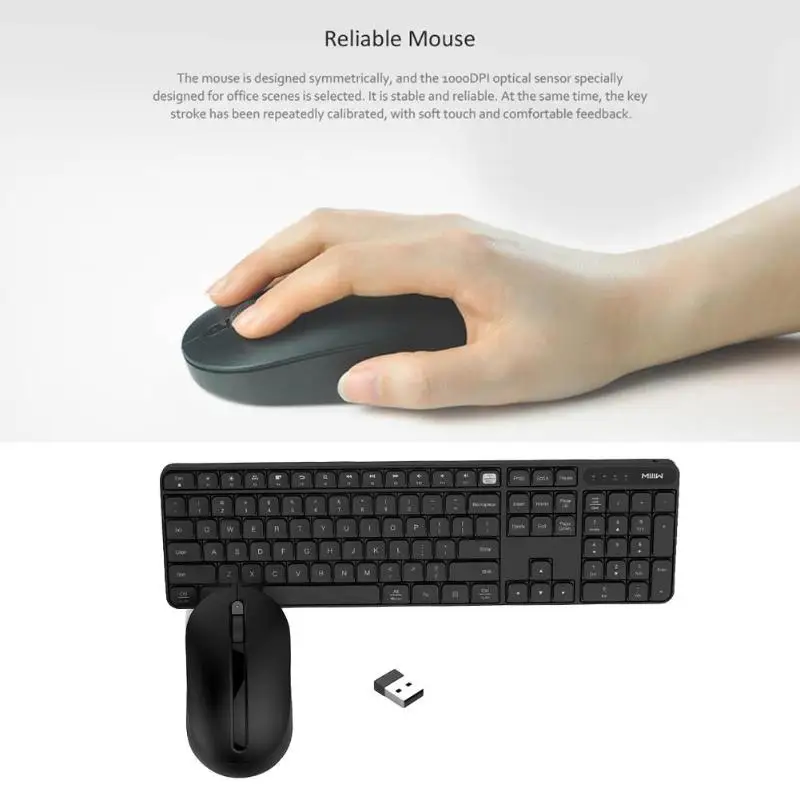 XIAOMI MIIIW MWWK01 2,4G Беспроводная IPX4 Клавиатура Мышь комбо для Windows/Mac водонепроницаемый индикатор электричества лампа без батареи