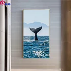 Фотофон с изображением Морского Пейзажа 5D DIY алмазная живопись Большой Размеры Хвост кита камни в форме ромба круглые стразы Алмазная мозаика комплект для домашнего декора