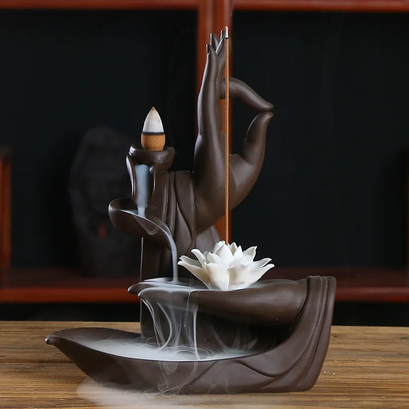 

Ceramic Bergamot Lotus Incense Burner Creative Backflow Incense Burner Home Living Room Luxury Ornaments Lotus Core Decoration
