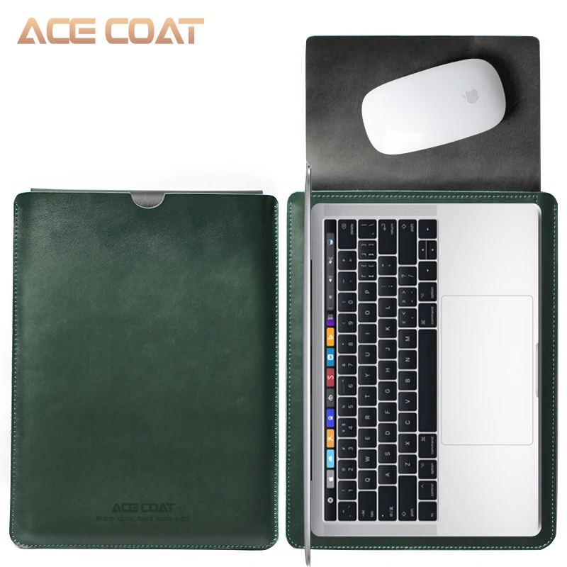 Защитная сумка ACECOAT из спилка для Apple Macbook Air Pro Retina13 12 15 16 чехол для ноутбука macbook pro 13 Чехол - Цвет: Dark-green
