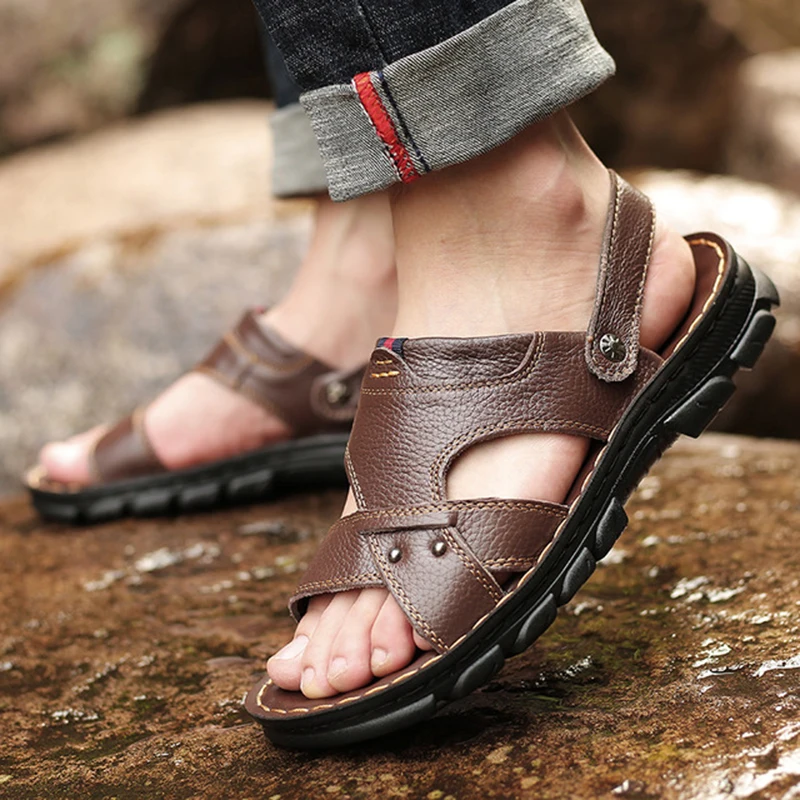Сандалии для мужчин Летняя Новинка Уличная обувь Нескользящая подошва Дышащая