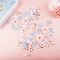 three dimensional flowers imitation pearl lace neck bore work diy tulle lace edge neck decoration clothing applique accessories
