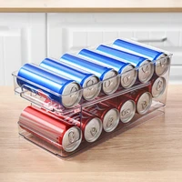 kitchen refrigerator beverage cans storage rack drink beer cola storage box solid double layer self rolling finishing shelf