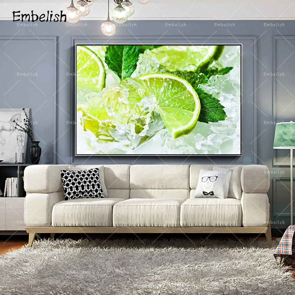 

Embelish 1 Pieces Ice And Lemon Pieces Modern Kitchen Decor Posters For Living Room HD Print Canvas Paintings Bedroom Pictures