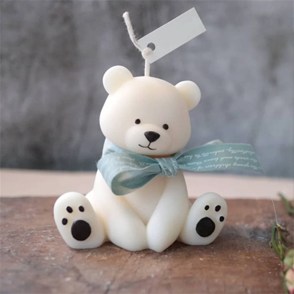 

3D Ins Korean Cute Sitting Bear Candle Silicone Mold DIY Soy Wax Handmade Soap Making Mould Fragrance Plaster Home Decoration