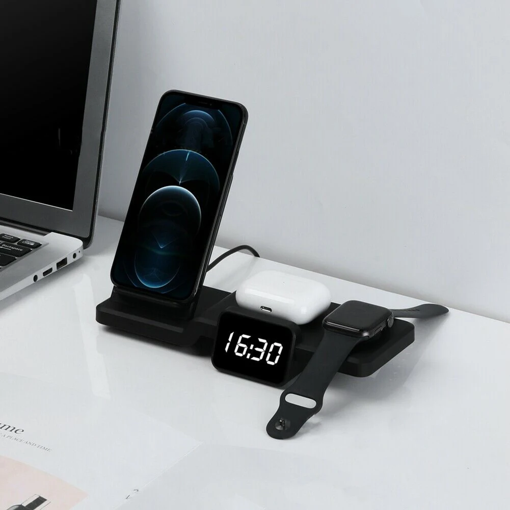 

4 in 1 QI 15W Fast Wireless Charger Station Dock Stand For Apple Watch iPhone Samsung Huawei Pro Airpod Quick Charger Stand
