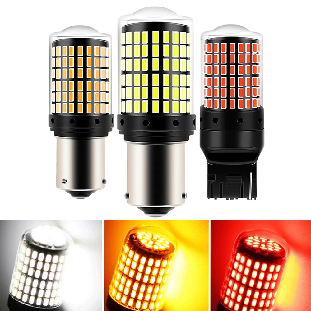 

1PCS 1156 BA15S P21W BAU15S PY21W LED T20 7440 W21W P21/5W 1157 BAY15D led Bulbs 144smd CanBus lamp For Turn Signal Light 12V