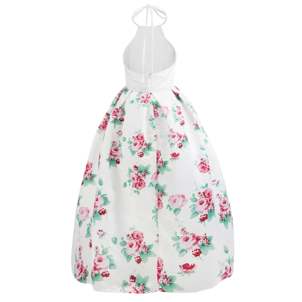 Fashion Women Ball Gown Dress Halter Long Casual Beach Floral Print Sundress Evening Party Vestidos de fiesta | Женская одежда