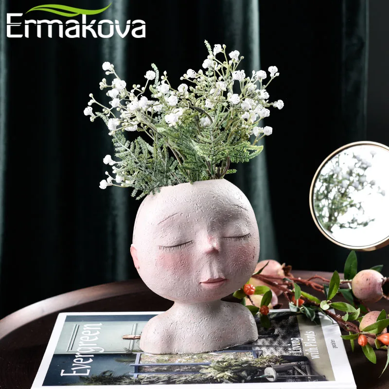 ERMAKOVA Скандинавская Смола ваза для головы человека художественная Цветочная