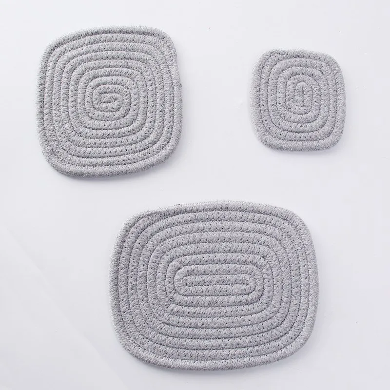 Light Grey Хлопчатобумажная веревка столовые приборы ручной работы обеденные настольные коврики для кухни посуда подставки для напитков горшок чаша изоляционный коврик минималистичный домашний декор - Цвет: Light Grey