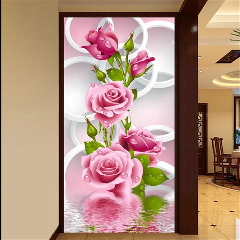 3D обои под заказ стерео круглая Роза крыльцо проход фон для стен гостиной спальни
