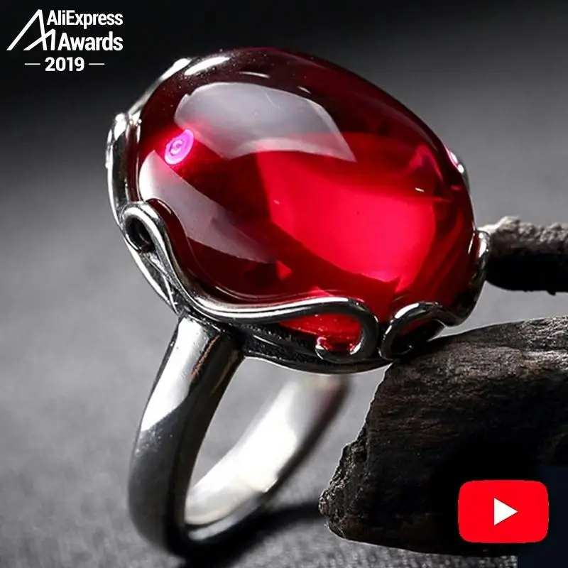 S925 изысканное антикварное кольцо для магазина 925 пробы рубин серебро Женский