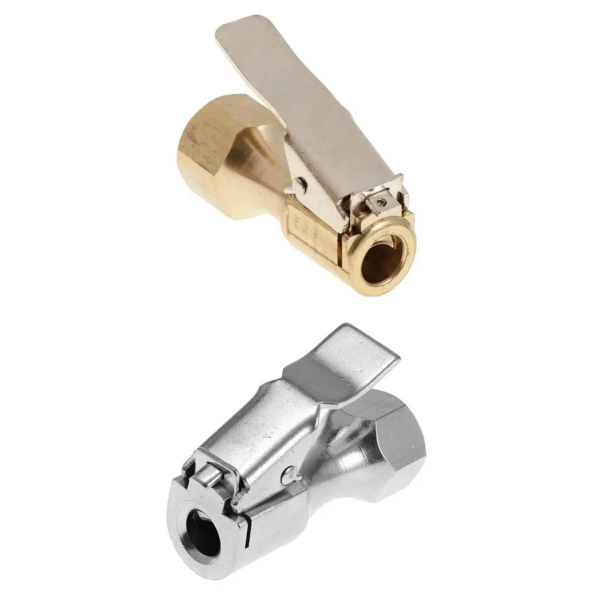 2 Pieces 1/4&quot NPT Brass Lock-on Tire Inflator Female Air Chuck with Clips |
