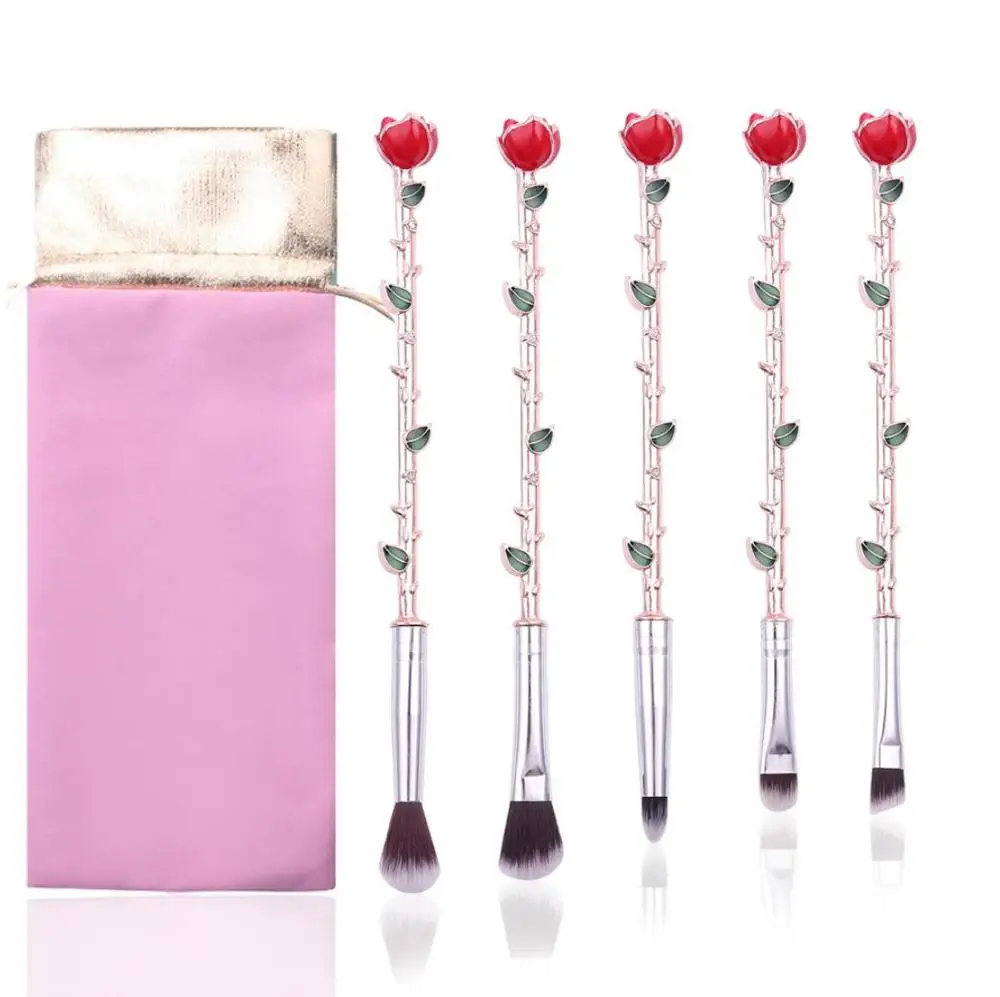 

Rose Flower Makeup Brush Set Metal Makeup Tools Original Design Peripheral Valentine's Day Gift Girl Gift