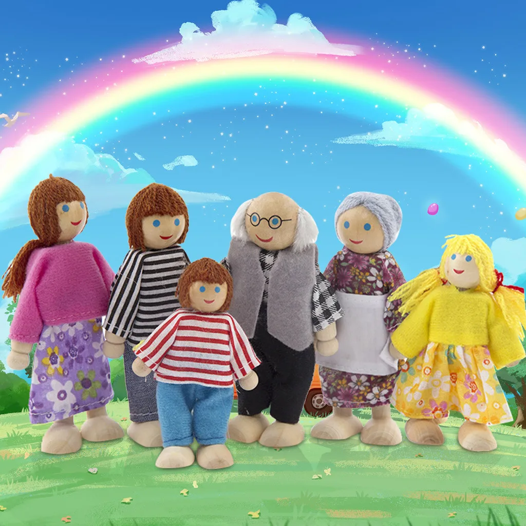 6/7 шт. деревянная мебель кукольный дом Семья человек миниатюрные фигурки Набор