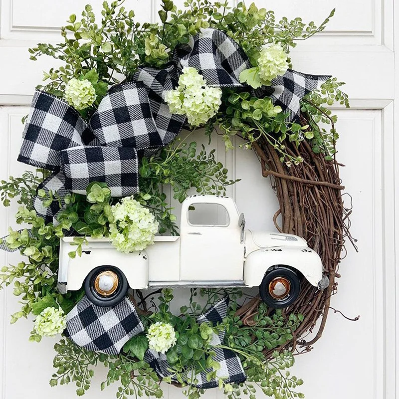 

Autumn Theme Halloween Thanksgiving Decor Farmhouse Wreath Decorations Green Pickup Truck Pumpkin Garland
