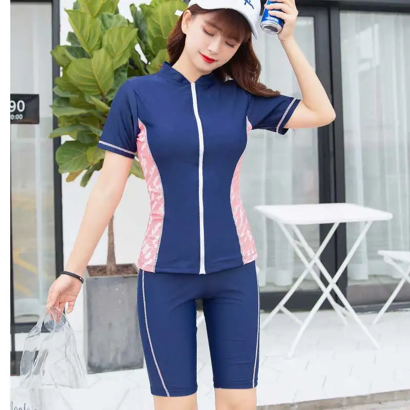 Женский костюм из двух частей с коротким рукавом и защитой от ультрафиолета на