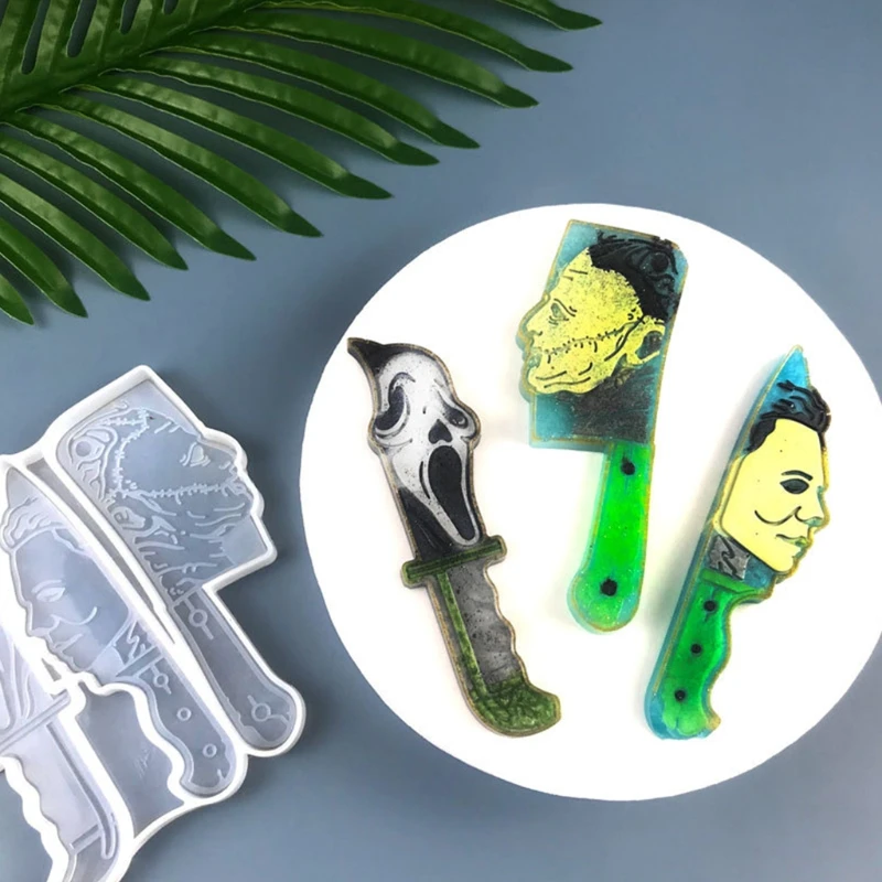 

Skeleton Broadsword Knife Epoxy Resin Mold Skull Keychain Pendant Silicone Mould DIY Crafts Decorations Jewelry Necklace B85D