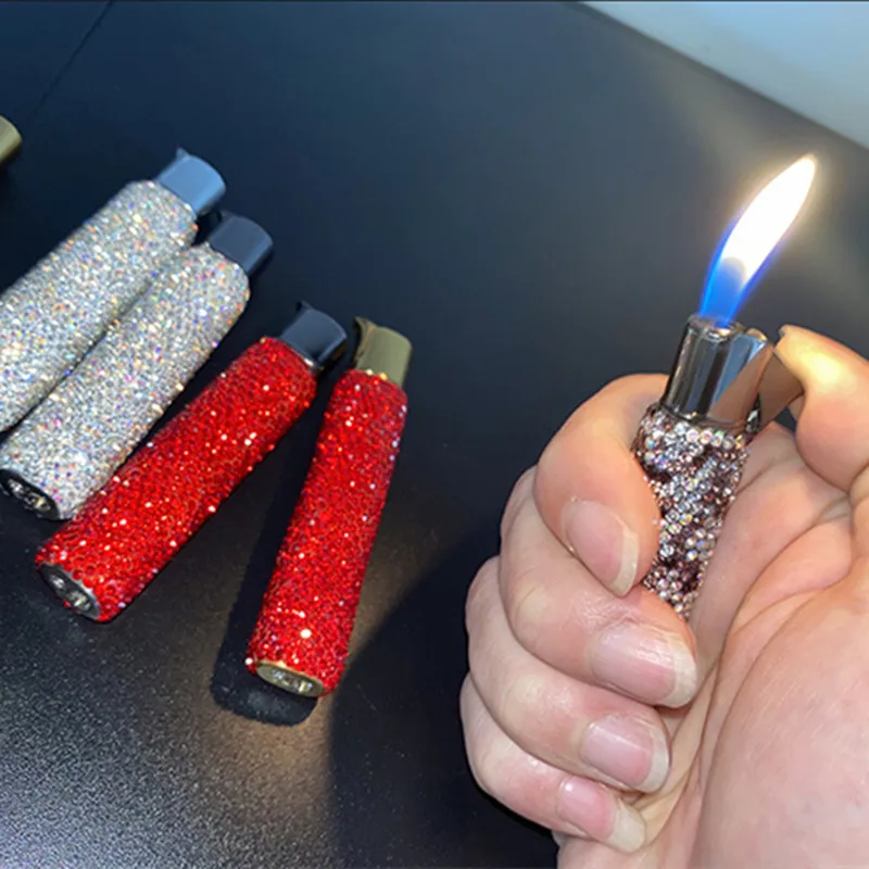

Diamond-Studded Lighter Ladies Compact Portable Inflatable Lighter Creative Ultra-Thin Ultra-Shiny Gift Ladies (Airless)