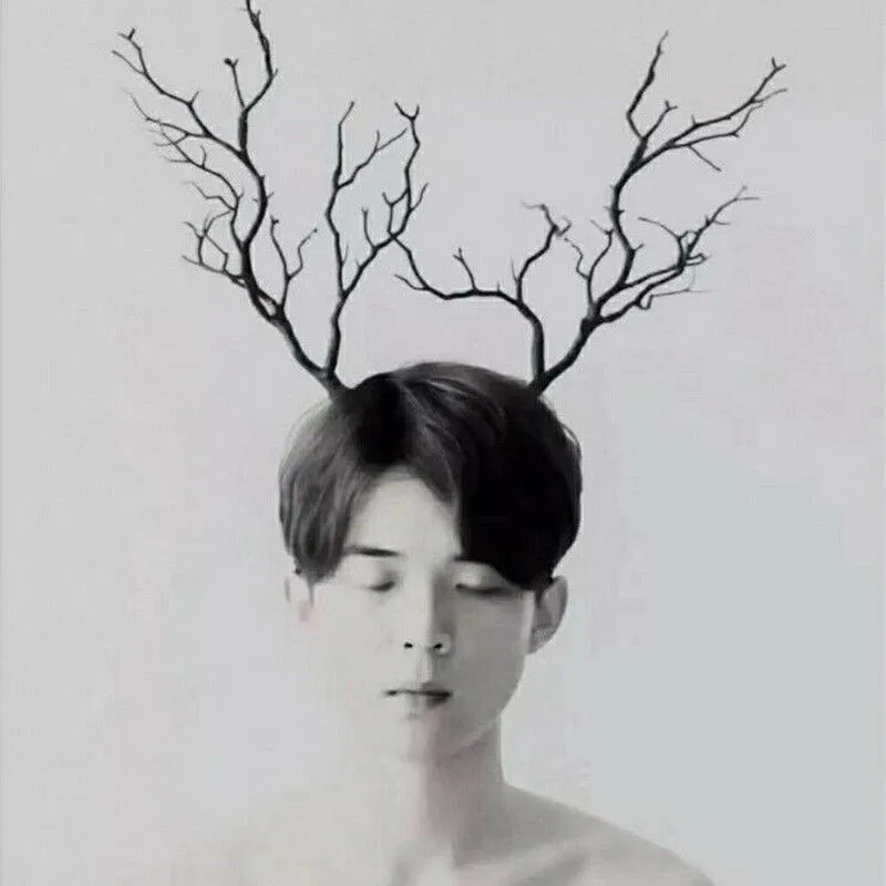 Готический Рог бабочка головной убор Олень ветки дерева повязка на голову