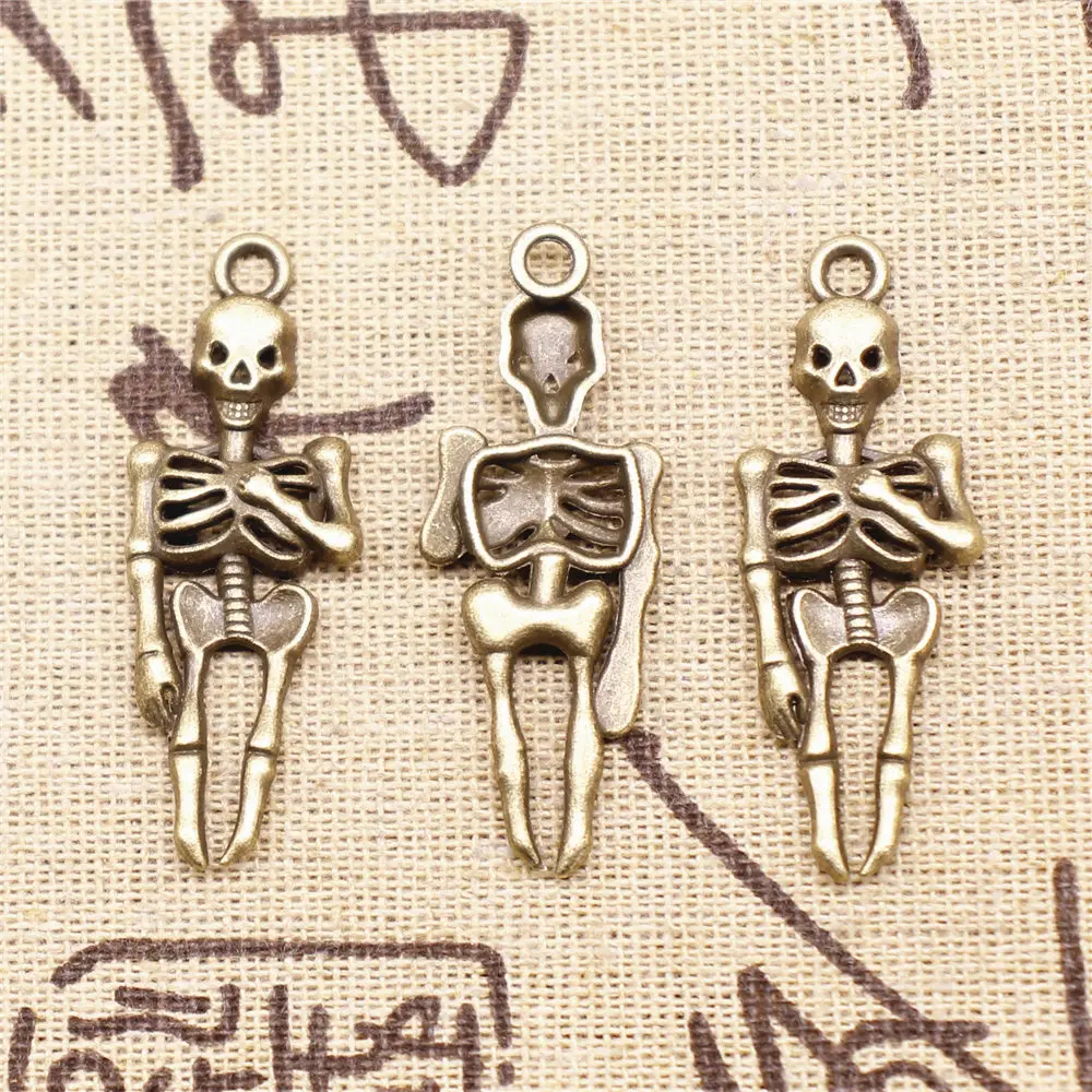 

Charm For Making Jewelry Pendants Antique Bronze Color Skeleton 41x15mm 5pcs