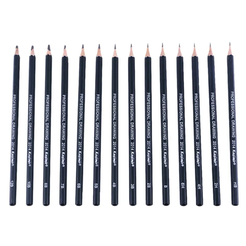 

14pcs/set Professional Wooden Sketch Pencils 12B 10B 8B 7B 6B 5B 4B 3B 2B B HB 2H 4H 6H Graphite Art Manual Drawing Pen