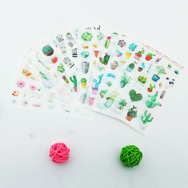 Дневник из ПВХ 6 шт./лот милый креативный Набор наклеек для растений наклейки