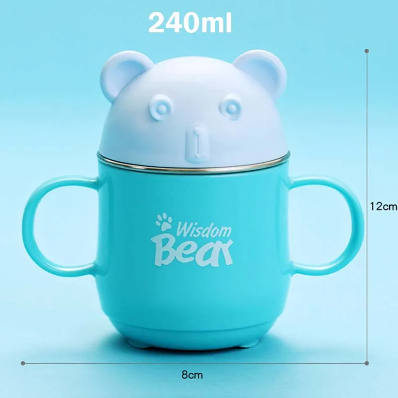 240 мл мультфильм Медведь ребенка термос чашка младенческой молоко с ручкой