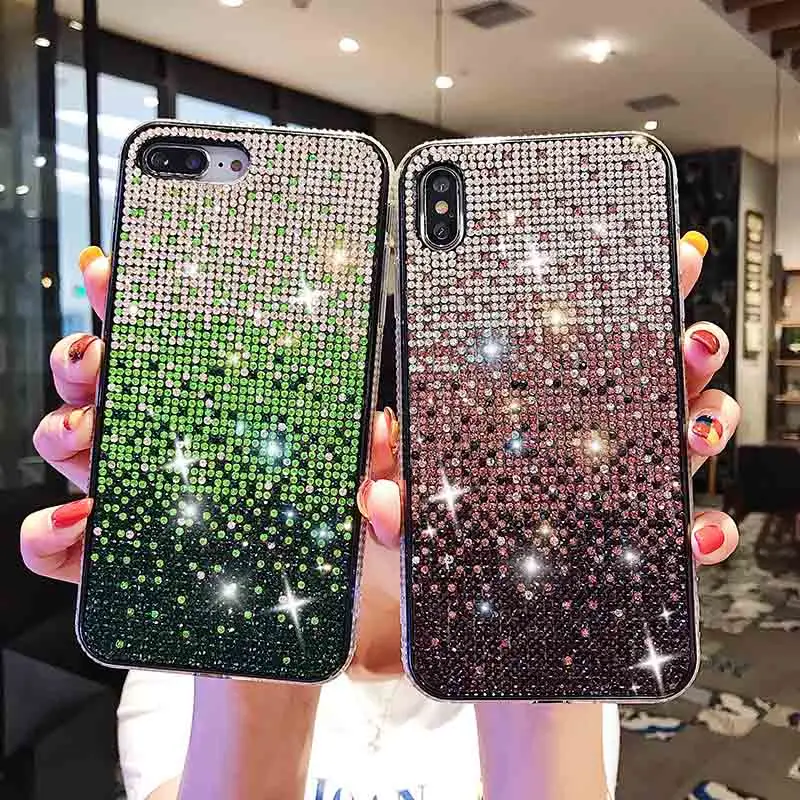 3D Алмазный чехол Bling Crystal для iPhone X XS Max XR мягкий блеск TPU 6 6S 7 8 Plus со стразами