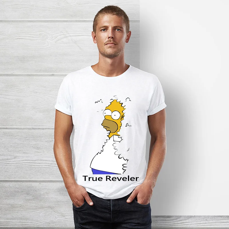 Homer simpson Футболка мужская короткий рукав хип хоп мультфильм Топы футболка Летняя забавная Милая Симпсон Женская футболка - Цвет: S09