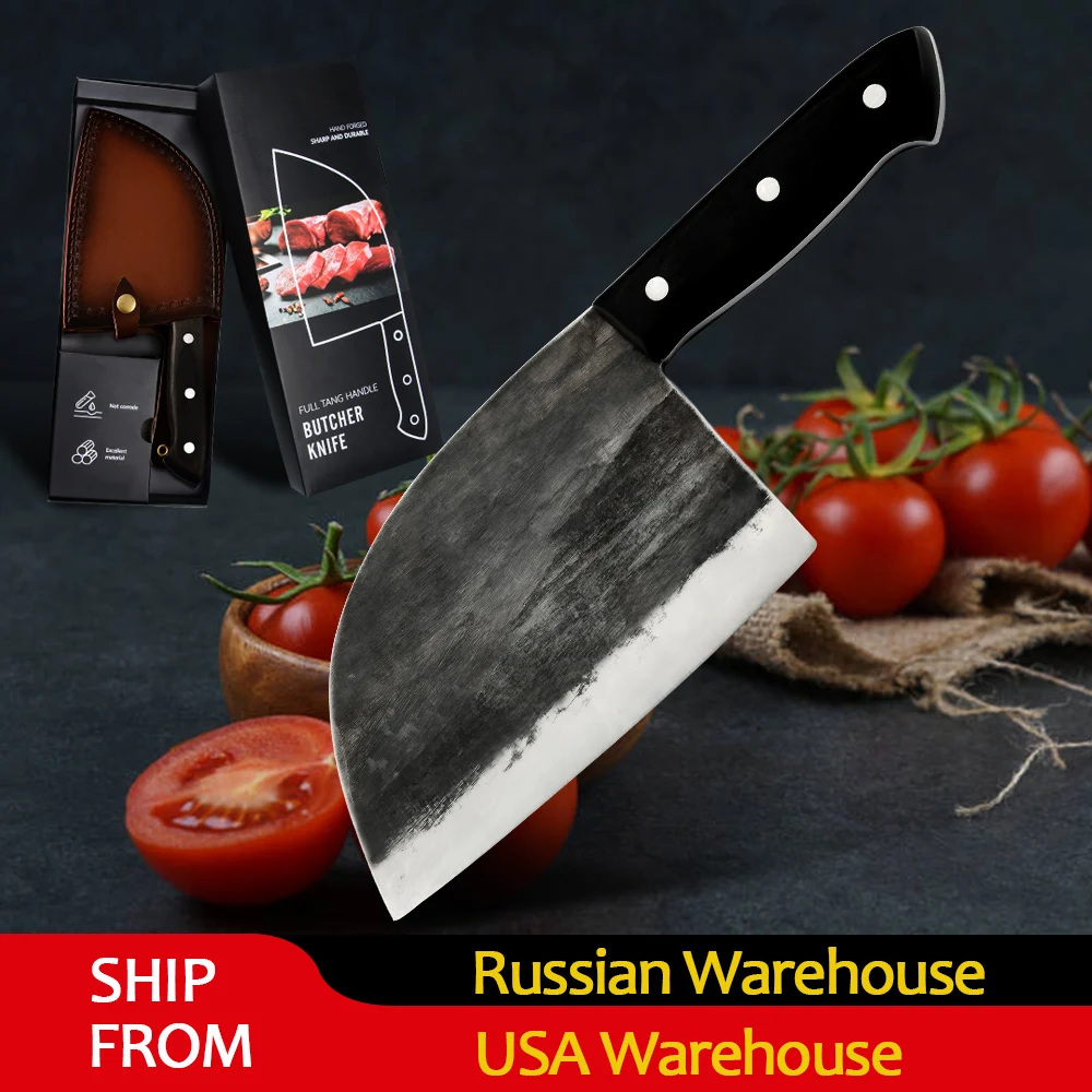 

Кованый нож для мясника, из высокоуглеродистой стали