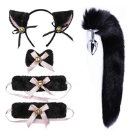 lolita 5 pcsset cat cosplay sex anal toys erotic costume anal tail ears collar paws with bells kit gothic sex accessory