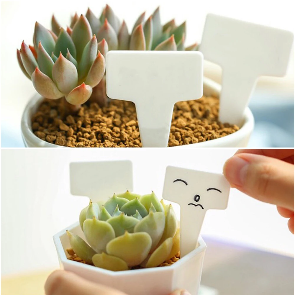 

50PCS Plastic T-type Garden Tags Ornaments Plant Flower Label Nursery Thick Sign Tag Markers For Plants Garden Tool Decoration