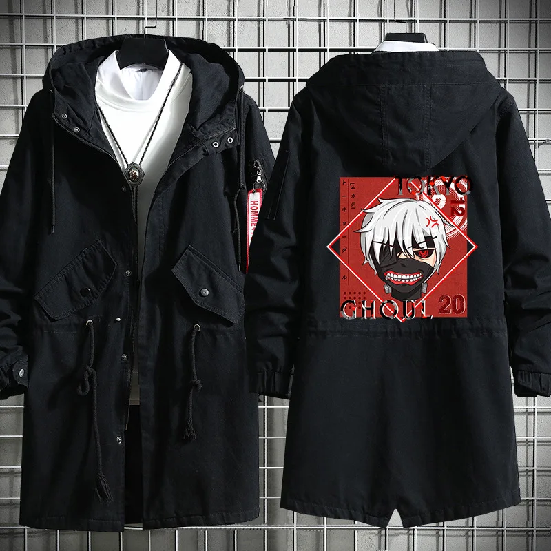 Anime Tokyo Ghou Kaneki Ken Simple Fashion Jacket Style Changchun Autumn Casual Loose Trench Coat | Мужская одежда