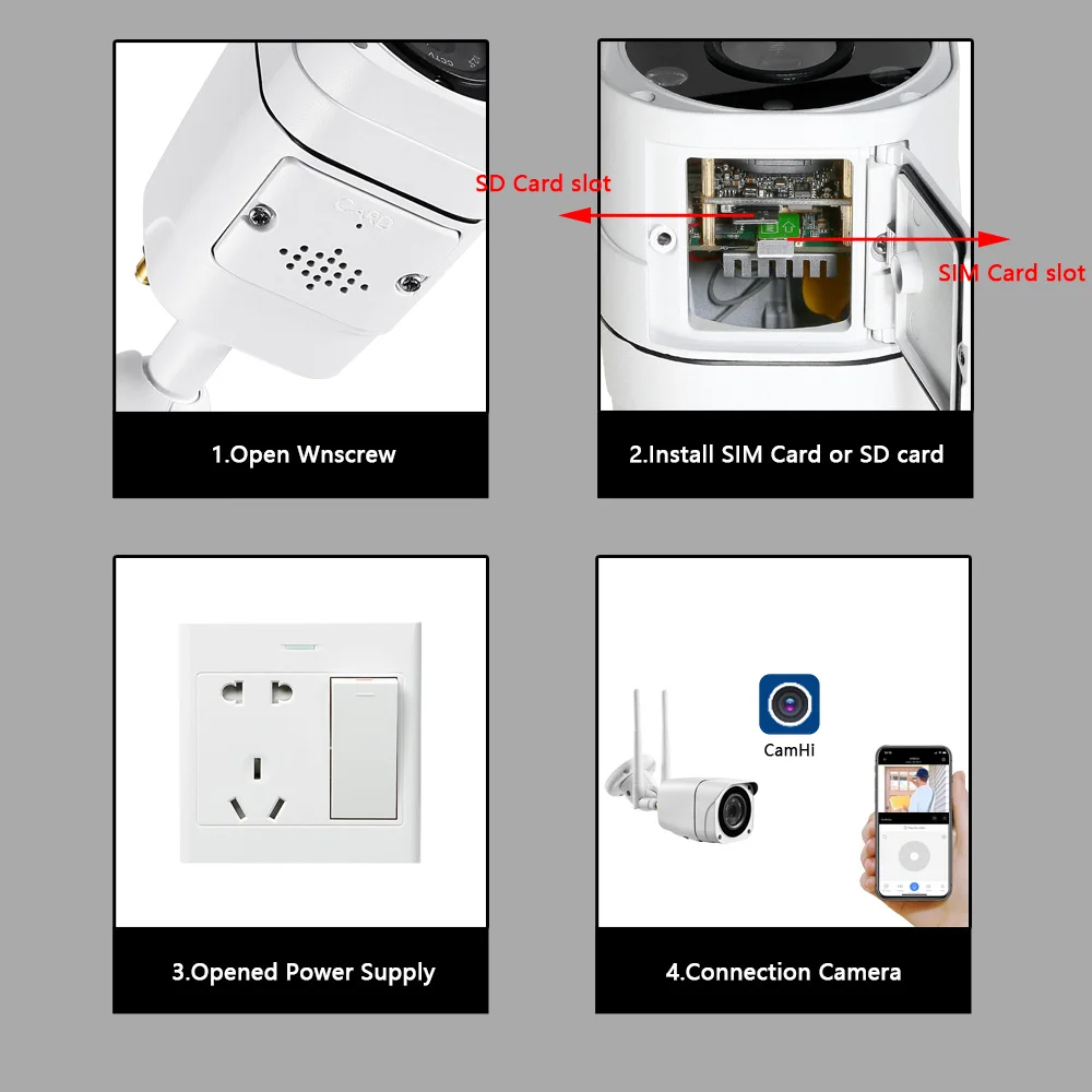 5-мегапиксельная камера видеонаблюдения 4G SIM-карта наружная Защита с WIFI Videcam CCTV Onvif