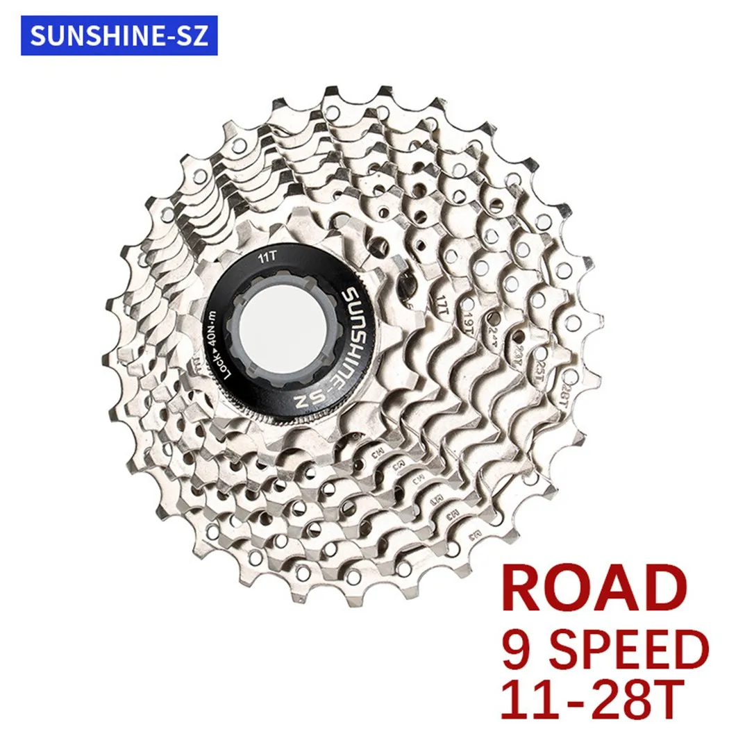 

1pc SUNSHINE Bicycle Freewheel 9 Speed Road Bike Freewheels 11-28T Cassette Sprocket Durable MTB Road Bike Accessories
