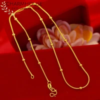 charmhouse yellow gold gp chain necklaces for women 18 inch bead snake chain necklace collier choker wedding bridal jewelry