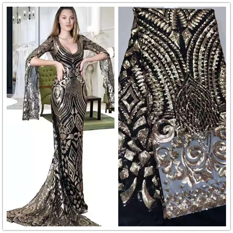 

Новое дизайнерское Сетчатое кружево с блестками, вышитая ткань/Африканское кружевное вечернее платье/популярное женское платье