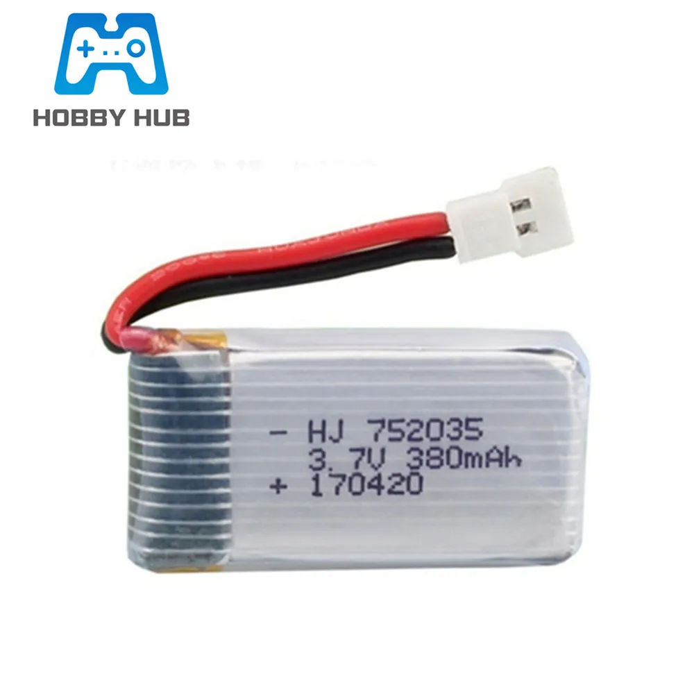 Фиолетовый Зарядное устройство Lipo Батарея 3,7 в 380 мАч 25c для Hubsan X4 H107 H107L H107D JD385 JD388 RC беспилотный летательный аппарат Батарея 752035 5 шт - Цвет: Фиолетовый