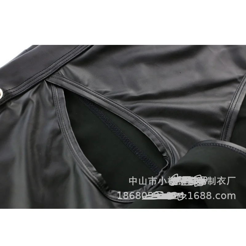 Мужские трусы-боксеры из лакированной кожи искусственной для геев открытые