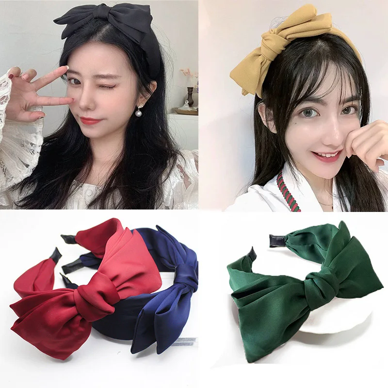

Bohemian Colored Satin Knotted Headband Bow Knot Hairband Women Girls Hair Head Hoop Bands Accessories For Girl Hairbands