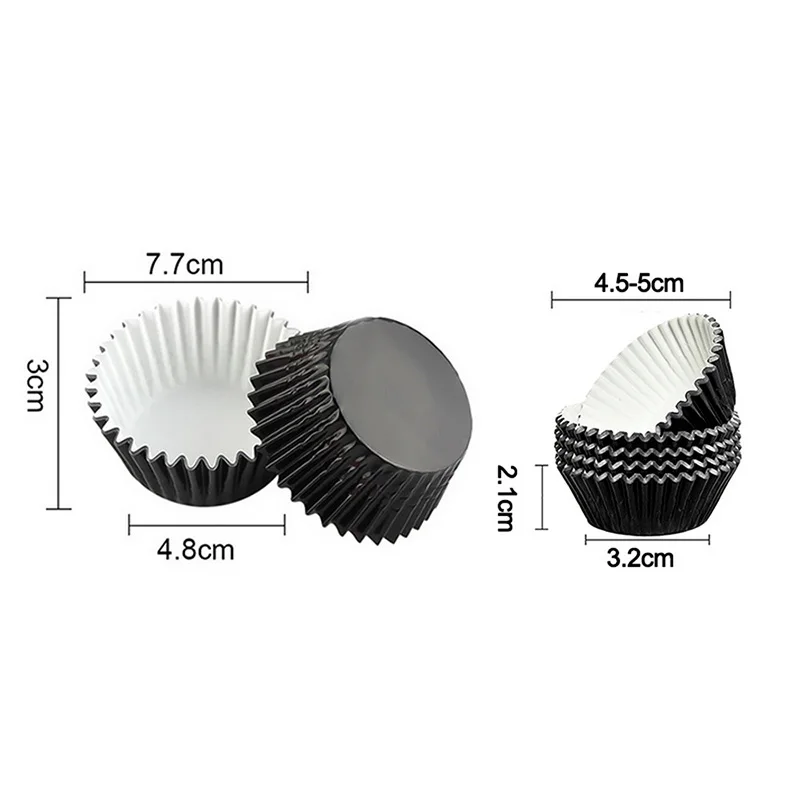 100Pcs алюминиевая фольга кашированая бумагой кекс лайнеры