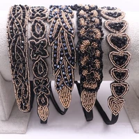 ethnic glass beads handmade headband pearl rhinestone customized beaded hairband for women girls hair accessories