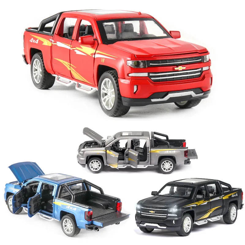 Модель автомобиля из сплава для CHEVROLET SILVERADO 1:32 модель под давлением со звуком и