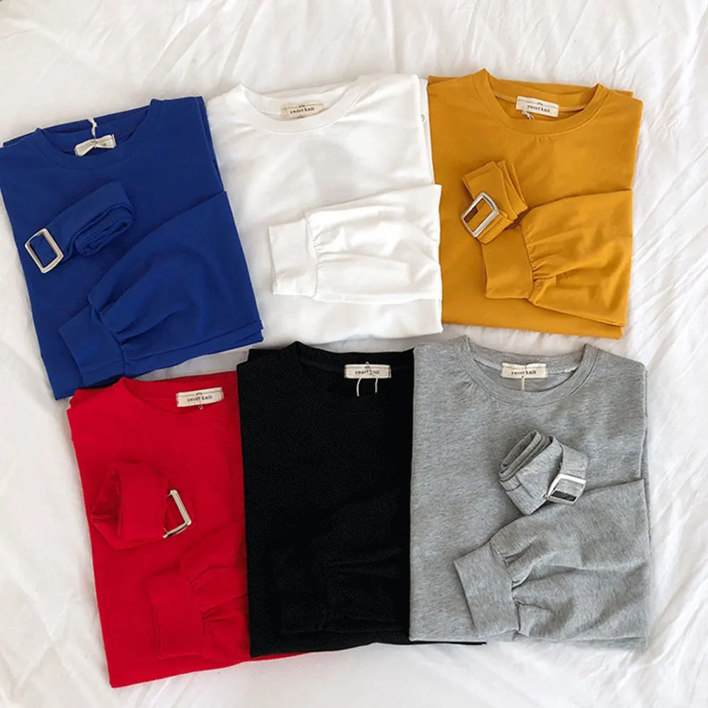 

Gentillove Women Autumn Korean Style Harajuku Loose Dress Casual Solid t Shirt Dress Long Sleeve O Neck Harajuku Mini Dresses