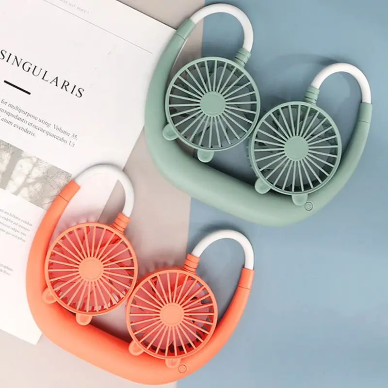 

Neck Fan USB Rechargeable Portable Mini Wearable Neckband Fan Electric Dual Neck Flexible For Face Gym Travel Office