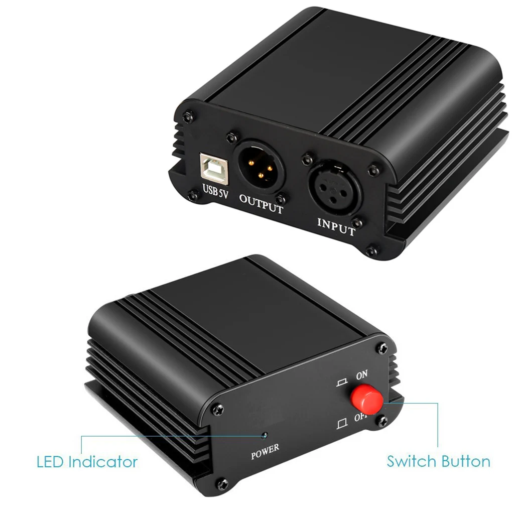 48В фантомный источник питания с usb-кабелем XLR 3-контактный кабель для